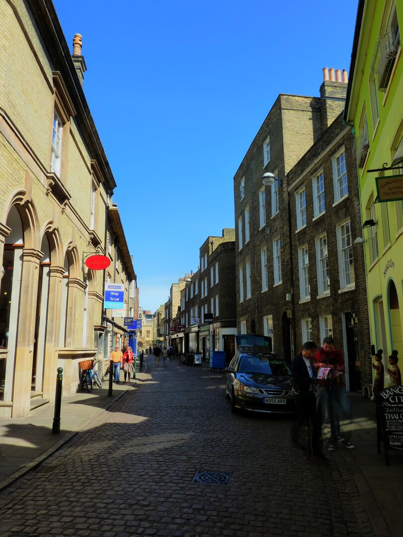 Green Street historic architecture and independent shops in Cambridge